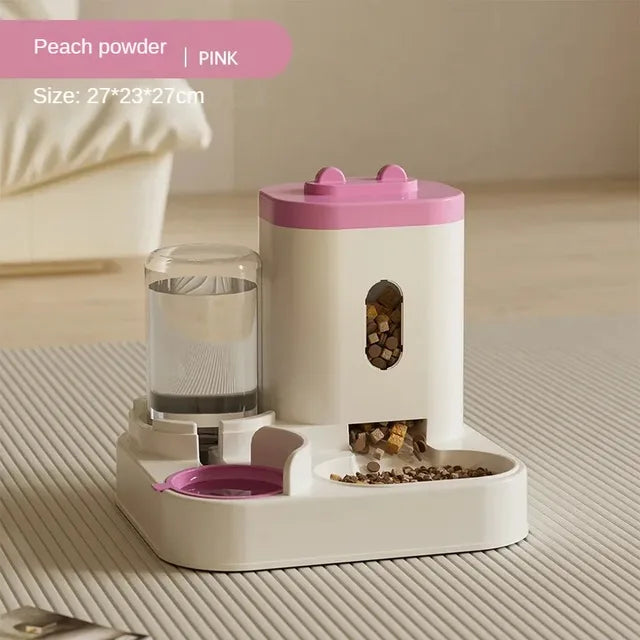 Automatic Feeder Dog Cat Food Bowl With Water Fountain Large Capacity