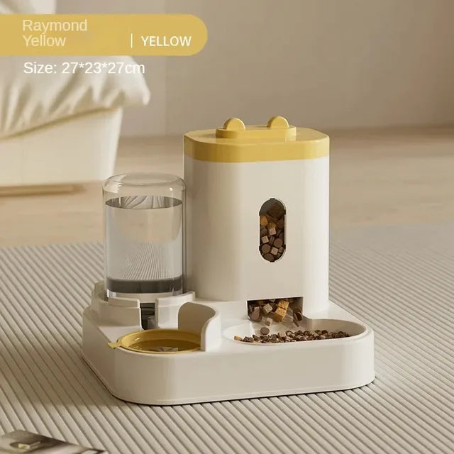 Automatic Feeder Dog Cat Food Bowl With Water Fountain Large Capacity