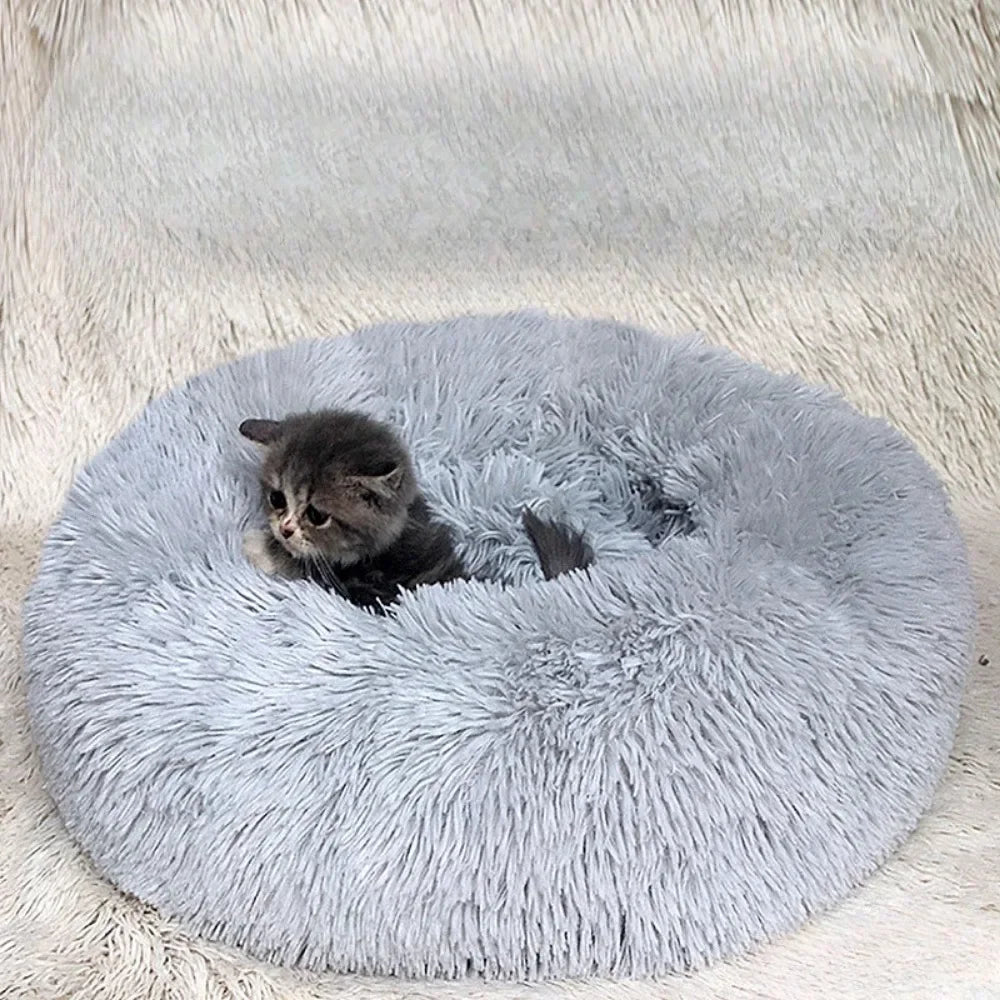 Round Cat Nest Plush Soft Mat For Small Dogs Cats Nest Fluffy Kennel