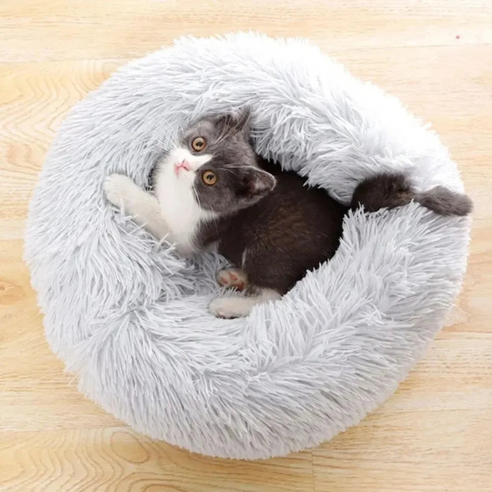 Round Cat Nest Plush Soft Mat For Small Dogs Cats Nest Fluffy Kennel