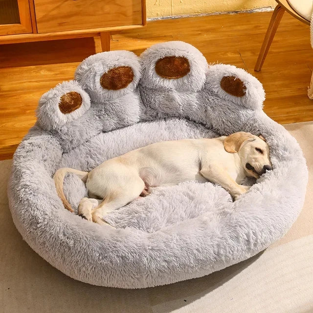 Fluffy Pet Round Bed Cute Bear Paw dog Kennel Winter warm cat Nest Soft